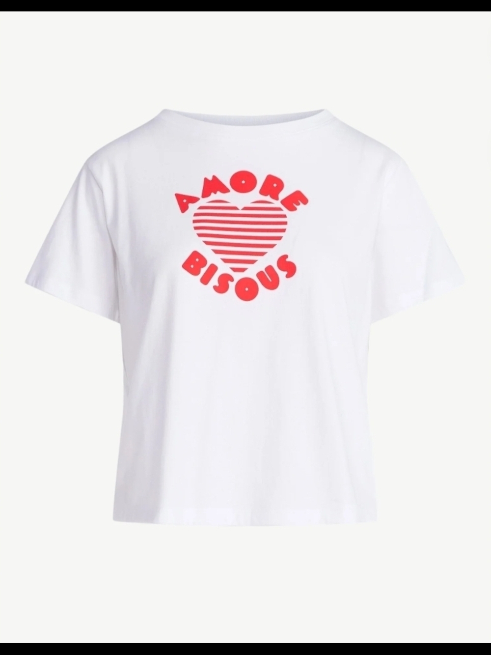 Free Assembly NEW Amore Bisous Organic Cotton Graphic Tee - White / Red